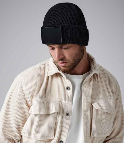 Beechfield Removable Patch Thinsulate? Beanie - BLK - ONE
